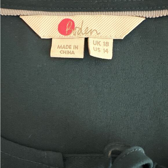 Boden Bell Sleeve Blouse Boho Keyhole Neck Flowy Relaxed Teal Green W0196 Sz 14 - Picture 11 of 14